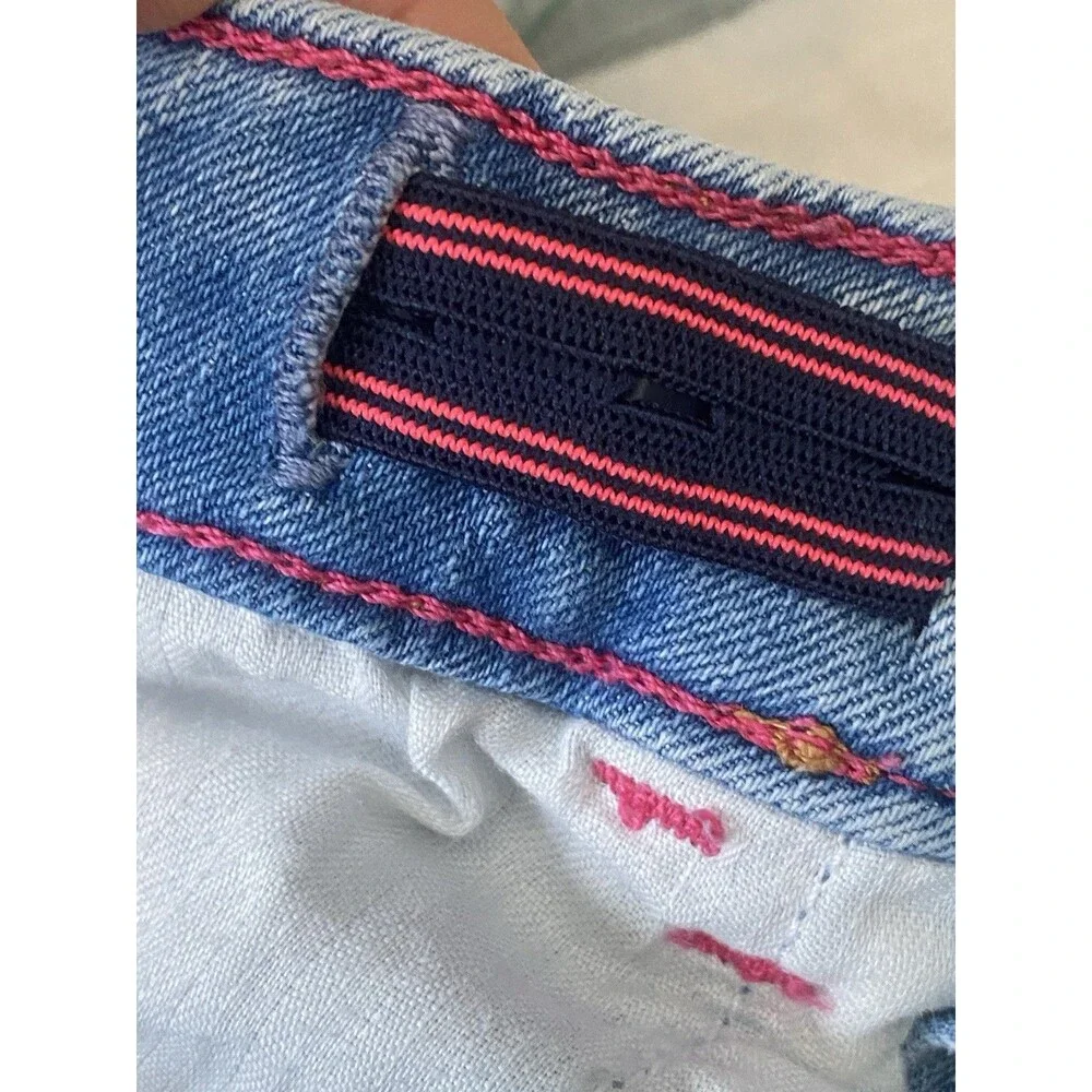 Gap Kids Girls Size 8 Embroidered Denim Shorts Y2K Patchwork Sun Rainbow